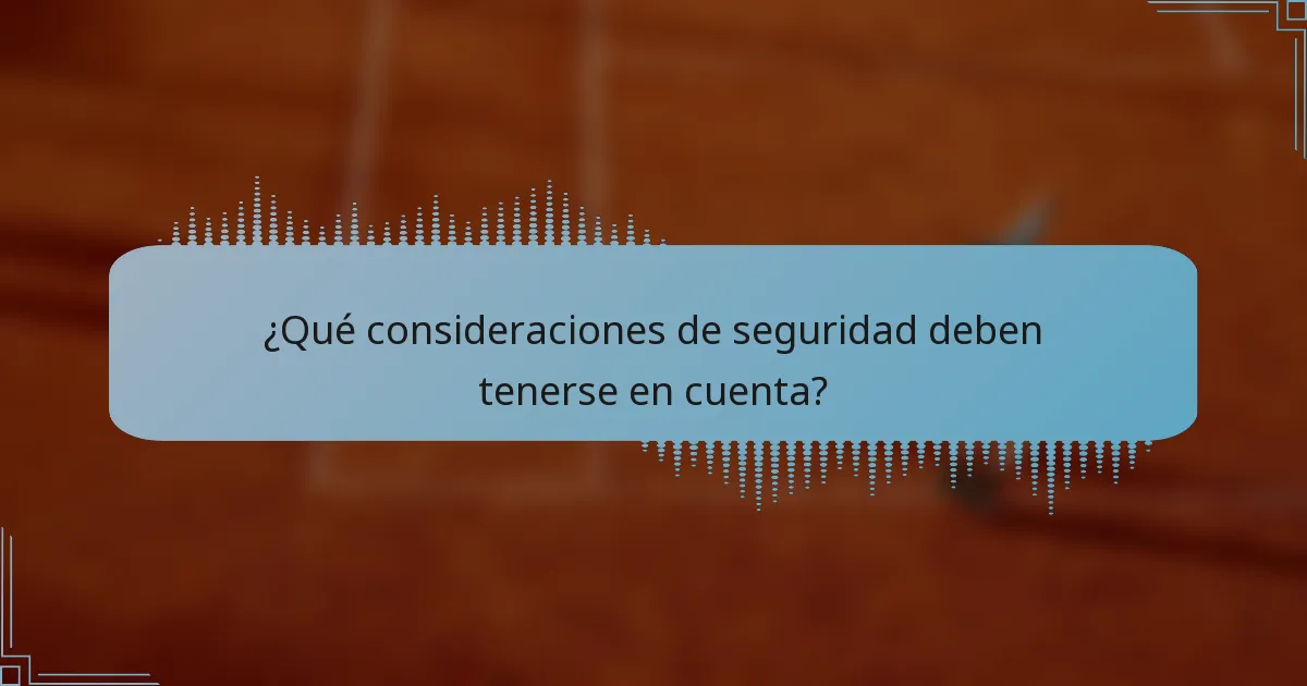 ¿Qué consideraciones de seguridad deben tenerse en cuenta?